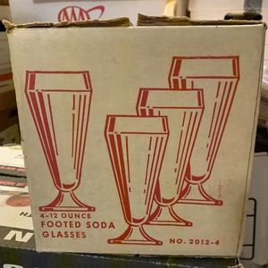 New 12 oz old fashioned soda fountain glasses; by Jeannette Glass Company